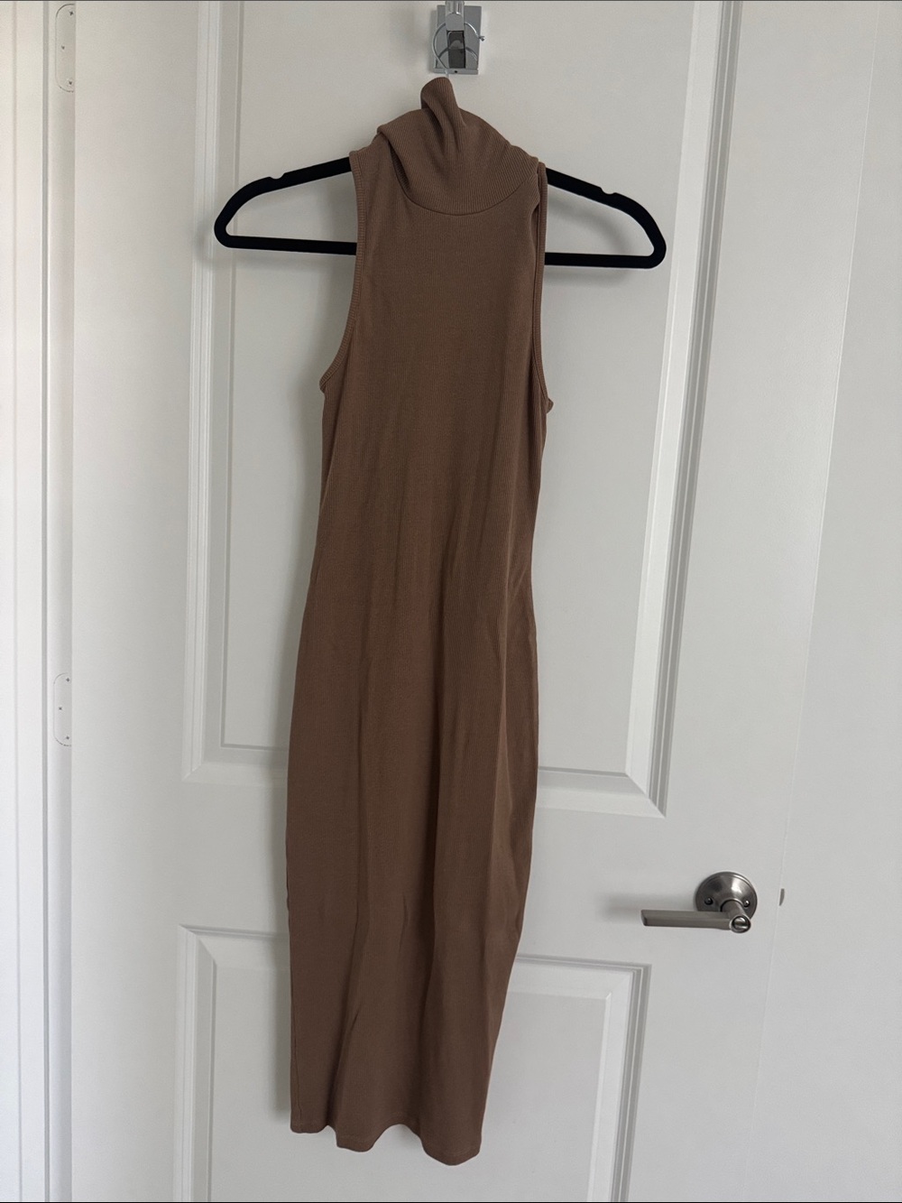 Zara Sleeveless Turtleneck Maxi Dress in Taupe Brown